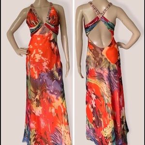 Faviana Couture Multicolor Sequins Beads Prom Formal Long Dress Size 4